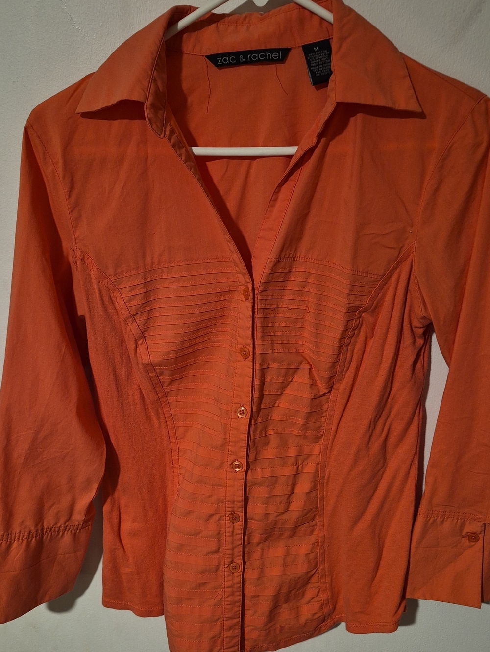 Zac & Rachel Bright Coral Pintuck Button-Down Shirt